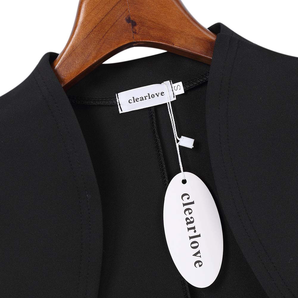 Garvee Elegante Femme Boléro Cardigan Court Manches 3/4, Mise à Ebene Noire, S