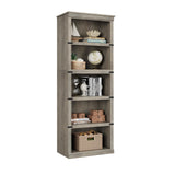 Libreria in legno Garvee a 5 ripiani con spazio per il soggiorno, 170 cm di altezza x 62 cm di larghezza x 32 cm di profondità, grigio, robusta, stile coloniale, MDF - Grigio