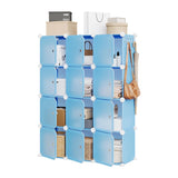 Garvee Organizzatore Cubico 12 Cubi con Porte Antipolvere, Plastica Trasparente, Montaggio Rapido, Modulare, Inclusi Martello, Per Scarpe e Giocattoli - Blue