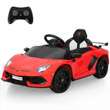 Garvee Auto Elettrica Bambini 12V con Telecomando 2,4G, 2 Motori, LED, MP3, Velocità 4 Km/h, Sospensioni 4 Ruote, Sicura e Divertente - Gioco Bambini, Nero - Red