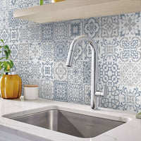 GARVEE 24 pezzi adesivi per piastrelle in vinile autoadesivi vintage per cucina e bagno 10x10 cm grigio resistenti all'acqua e al calore