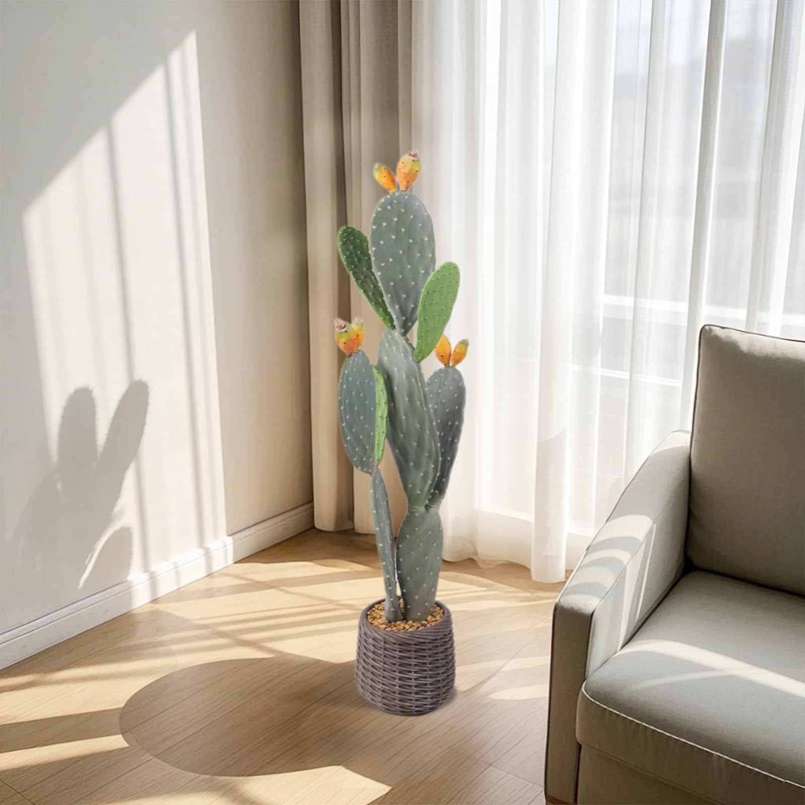 Cactus artificiale Garvee da 42" in materiale EVA, facile da pulire, durevole, vaso in PP stabile per uso interno ed esterno, realistico, nero