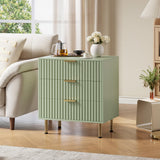 Garvee Cassettiera Verde 3 Cassetti Fluted Moderna, MDF P2 Ecologico, Resistente all'Acqua, Sicura per Camera e Soggiorno - Verde