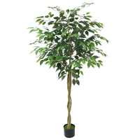 Albero di ficus artificiale Garvee da 5 piedi con tronco e foglie realistici, base in cemento, di facile coltivazione, per decorazione interna e stelle, verde