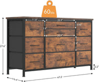 Cassettiera GARVEE con cassetti, con presa di corrente, 10 cassetti, cassettiera multifunzionale per camera da letto e soggiorno - Credenza robusta e durevole, 120*40*70 cm