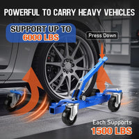 Carrello idraulico Garvee Wheel Dolly in acciaio inossidabile, capacità di sollevamento di 1500 libbre, per riparazione auto, 13,5-29" regolabile con ruote da 4" per larghezze pneumatici da 0-12"