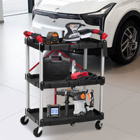 Carrello di servizio pieghevole Garvee a 3 ripiani con capacità di carico di 56 libbre, telaio in alluminio, maniglie gommate, 4 ruote girevoli per ufficio e casa, 83,5 cm, argento