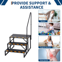 Scale Garvee RV a 3 gradini con corrimano – Gradini pieghevoli in alluminio, antiscivolo per camper, piscina e vasca idromassaggio, nero