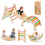 Garvee Set di Arrampicata per Bambini in Legno 3 in 1 con Triangolo e Scivolo, Robusto e Pieghevole, Sicuro per Interni ed Esterni, Multicolore, Dimensioni Adatte a Bambini 1-14 Anni
