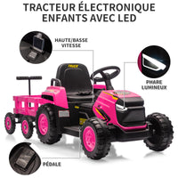 Trattore per bambini Garvee Kids Tractor 12V Twin Motor – Rosa moderno con doppio motore, telecomando per genitori e musica per bambine dai 3 anni in su, da usare nel parco giochi o in giardino.
