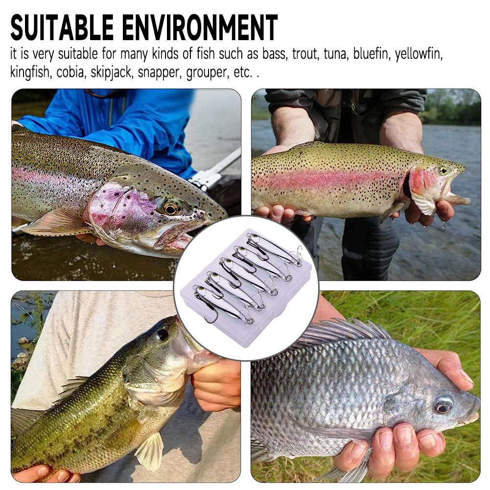 Garvee set di 5 esche da pesca 3D con occhi a 360°, riflettenti, 2 ami, 30 g per acqua dolce e salata, realistiche, resistenti, versatili