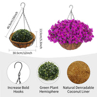 Garvee Set di fiori di bouganville artificiali con cesto per giardino e terrazza, viola, resistenti ai raggi UV e alle intemperie