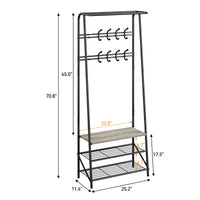 Panca multifunzionale per corridoio Garvee 4 in 1 – con 8 ganci, scarpiera, struttura in metallo effetto legno, robusta e pratica per corridoio e ingresso