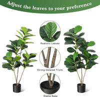 Albero di fico artificiale Garvee da 4 piedi con vaso in PP nero per la decorazione di casa e ufficio, design realistico, facile da pulire, resistente alle intemperie, materiale in seta