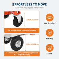 Carrello pieghevole Garvee 3 in 1, in alluminio, ruote da 10 pollici, per la casa e lo stoccaggio