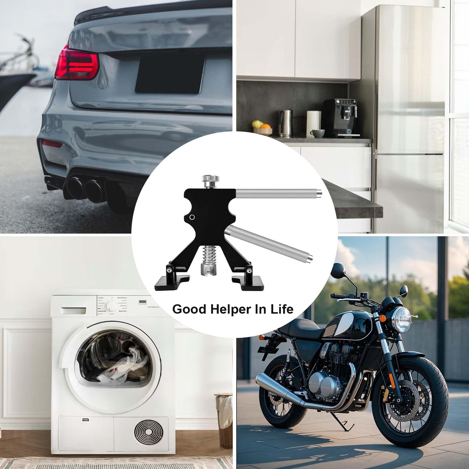 Kit di rimozione ammaccature senza vernice Garvee 2 in 1, estrattore ammaccature in acciaio inossidabile per riparazione auto, fai da te, versatile, nero