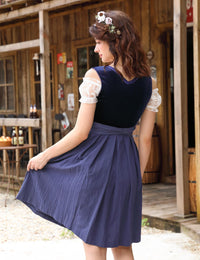 Garvee Abito tradizionale dirndl da donna in tre pezzi, Oktoberfest, velluto blu scuro, taglia 36