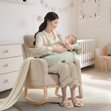 Sedia a dondolo moderna Garvee per cameretta dei bambini, seduta imbottita, schinale alto, tessuto Teddy, soggiorno, cameretta dei bambini, struttura in legno robusto - 
