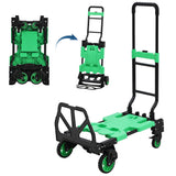 Garvee Carrello Pieghevole 2-in-1 con Cestino, Capacità 150 kg, Manico Regolabile, Telaio in Acciaio, Ruote Fuoristrada per Viaggi e Ufficio, Nero, Compatto - Green