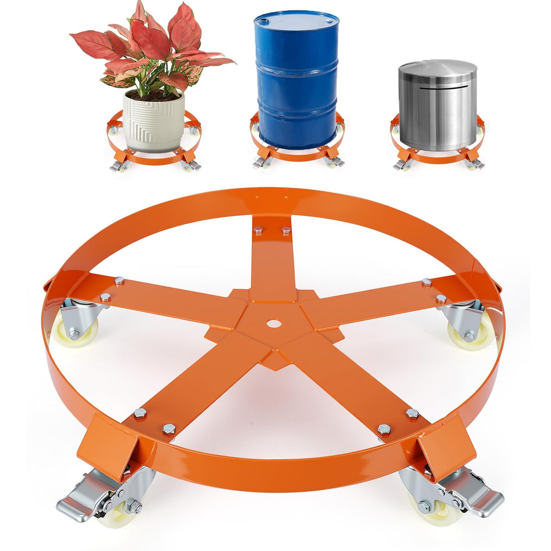 Carrello Portabottiglie Garvee da 55 Galloni per Festa del Papà - Telaio Acciaio Antiribaltamento, Freni, Ruote Girevoli, 1250 lb, Zincato Industriale