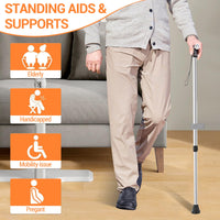 Garvee 2 in 1 ausilio per stare in piedi per anziani con stampella regolabile in altezza, maniglia di sicurezza per divano o sedia, ausilio per la vita quotidiana per anziani, capacità di carico di 150 kg, grigio