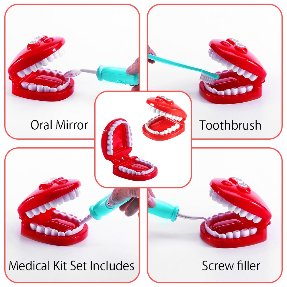 Garvee Dentista Giocattolo per Bambini Set da Dottore 20 Pezzi in Plastica Realistica Strumenti Gioco di Ruolo per Aula Prescolare