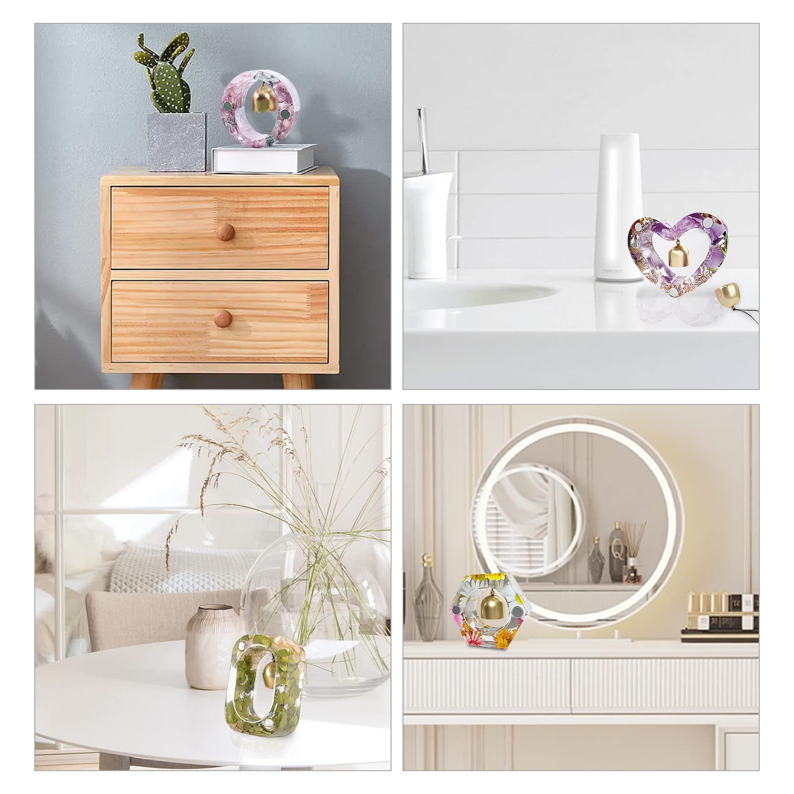 Stampo in silicone Garvee per gocce decorative con campanelli, forme d'amore, ovali, esagoni, rettangolari, materiale flessibile, decorazioni fai da te per la casa