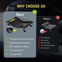 Set di 2 carrelli per ruote auto Garvee con rulli in acciaio da 3,5 pollici per officina e garage, capacità di carico 5000 libbre, stabile, design migliorato