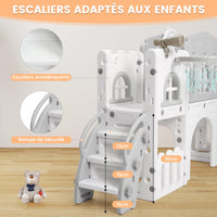 Scivolo per bambini Garvee 8 in 1 con struttura per arrampicata, telescopio, canestro da basket, tunnel e spazio di archiviazione per bambini da 1 a 3 anni, design moderno, multicolore