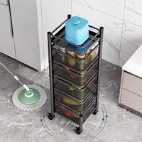 Carrello in metallo nero a 5 ripiani Garvee, 94x28x28 cm, carrello da cucina per carichi pesanti in magazzini, garage e negozi al dettaglio con struttura durevole