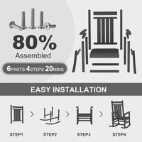 Sedie a dondolo Garvee HDPE resistente alle intemperie con scala alta, extra large, robusto, 35''P x 25,4''L x 41,9''A, bianco per patio e giardino