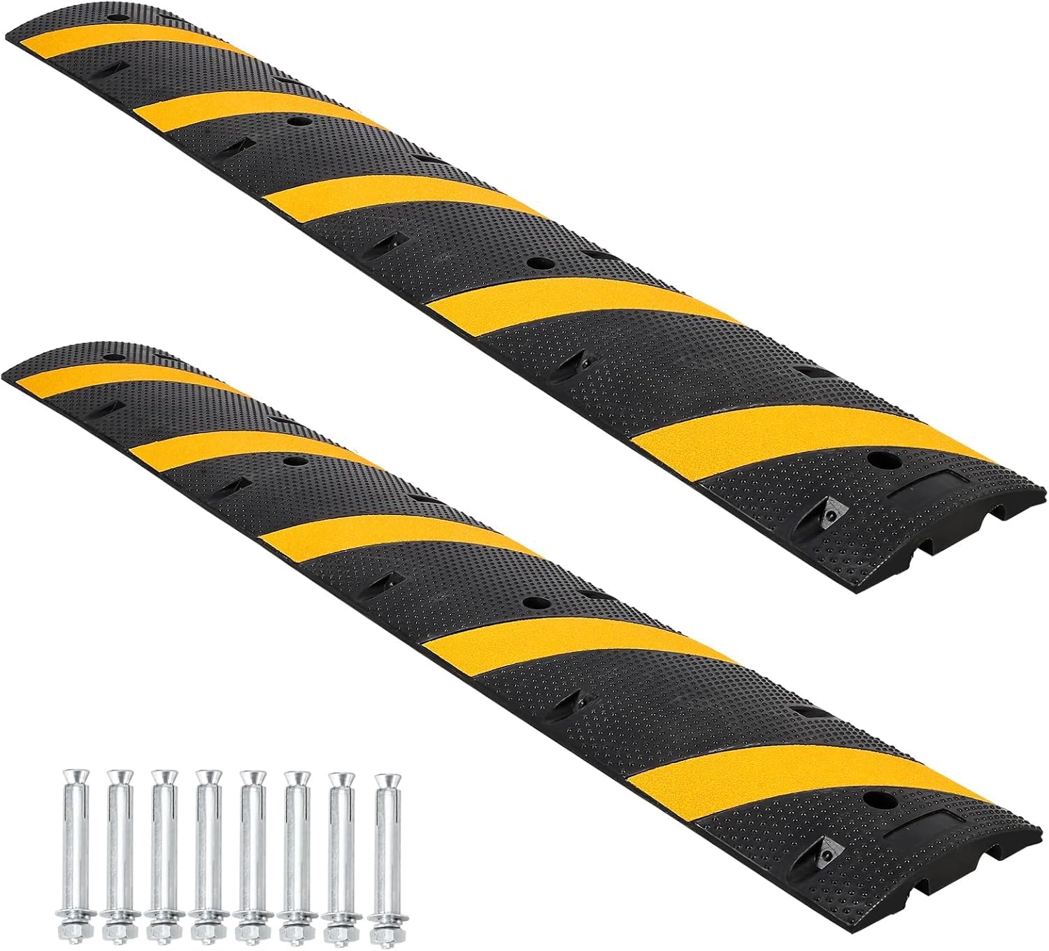 Dossi Rallentatori Gomma Garvee Cable Bridge 6 Piedi*2 con 8 Bulloni - Ideale per Strade, Parcheggi, Scuole | Carico 66000 lb Giallo