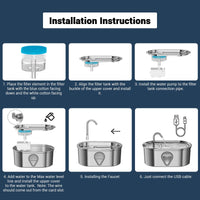 Fontanella per gatti Garvee da 3,5 l in acciaio inox con filtro silenzioso e finestra di visualizzazione per gatti e cani