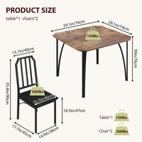 Set da pranzo Garvee per 2 persone con design smussato, sedie imbottite in PU, MDF e acciaio, compatto, ideale per piccoli spazi, 43,7x27,5x30,7 pollici, nero
