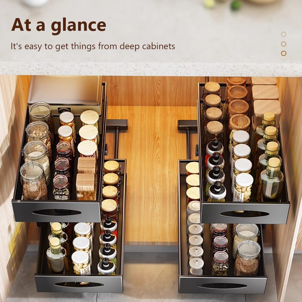 GARVEE Organizer per lavello a 2 livelli con anta scorrevole, bagno/cucina, bianco, organizer per armadietto ordinato