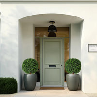 Garvee Set di alberi artificiali in bosso da 61 cm, resistenti ai raggi UV, realistici, in materiale PE, preassemblati con vaso in cemento, per ingresso e patio, verde