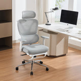 Garvee Sedia Ufficio Ergonomica con Supporto Lombare, Braccioli 3D Regolabili, Testiera Imbottita, Mesh Traspirante, Poggiapiedi Estraibile, Grigia, Studio e Camera - Gray