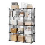Garvee Scaffale Cubico 12 Cubi Nero Metallo Resistente Modulare Impilabile per Soggiorno o Ufficio Design Moderno - Black