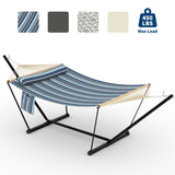 Garvee Amaca Doppia Con Supporto Regolabile In Acciaio, Portatile, Tessuto Traspirante, Giardino E Spiaggia, Spaziosa, Resistente - Dark And Light Blue Stripes