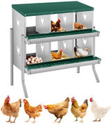 Garvee Scatola per Galline 6 Scomparti Doppio Piano in Acciaio Zincato Ventilata per Raccolta Uova in Fattoria - Verde | 6 Compartimenti