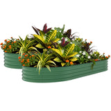 Garvee Set 2 Letti Da Giardino Rialzati Zincati 305x122x46cm Beige/Verde - Acciaio Resistente Alla Ruggine Per Orto, Fiori, Erbe - Verde