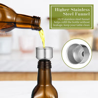Dispenser per olio d'oliva Garvee da 17 once in vetro ambrato con versatore e imbuto in acciaio inossidabile per cucina e cottura, ermetico, antigoccia, salvaspazio