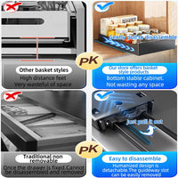 Organizzatore per armadietto estensibile Garvee, acciaio al carbonio, 30 cm di larghezza, per cucina e bagno, guide scorrevoli silenziose, montaggio adesivo, capacità di carico di 55 libbre