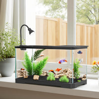 Garvee Acquario piccolo da 5 galloni per pesci rossi trasparente con copertura per casa e ufficio, acrilico altamente trasparente, pompa USB