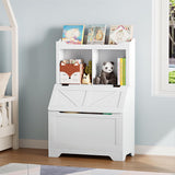 Libreria per bambini Garvee con contenitore per giocattoli, a 2 ripiani, in legno, robusta, resistente ai graffi e all'acqua, per sale giochi e camerette. - Bianco
