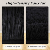 Tappeto Garvee Fluffy da 4 cm in morbido poliestere nero per soggiorno e cameretta dei bambini, extra morbido e antiscivolo