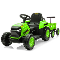 Trattore per bambini Garvee Kids Tractor 12V Twin Motor – Verde naturale con potente doppio motore, rimorchio ed effetti sonori per bambini dai 3 agli 8 anni, all'aperto o a casa.
