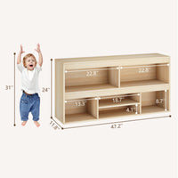 Scaffale portaoggetti per giocattoli Garvee per bambini, 6 scomparti, in legno, robusto, antigraffio, moderno, per sale giochi e aule, 24x47,2x11,8 cm, bianco