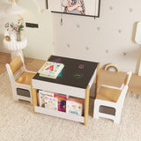 Garvee Set Tavolo e Sedie per Bambini 4 in 1 Tavolo Attività con Contenitore, Legno, Multifunzionale, Sicuro, per la Cameretta dei Bambini - bianco