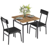 Garvee Set Tavolo da Pranzo 3 Pezzi per 2 Persone, Salvaspazio, Telaio in Metallo, Sedie in Pelle PU, Cucina e Appartamento, Nero